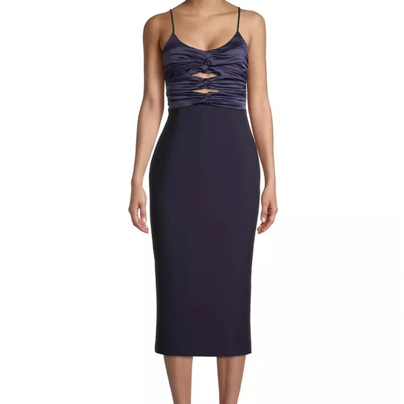 Likely Steph Ruched Cut Out Satin & Crepe Midi-Dress NWOT - Picture 10 of 12